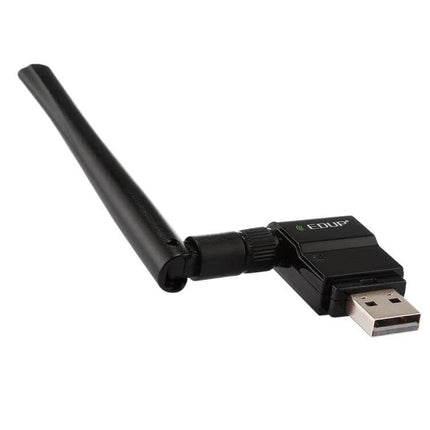 EDUP EP-AC1635 Wireless USB Adapter for Laptops and PCs — black USB WiFi adapter with adjustable external antenna for improved 2.4GHz/5GHz connectivity
