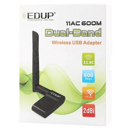 EDUP EP-AC1635 Wireless USB Adapter for Laptops and PCs dual-band 11AC 600Mbps USB WiFi adapter with external antenna, 2.4/5GHz