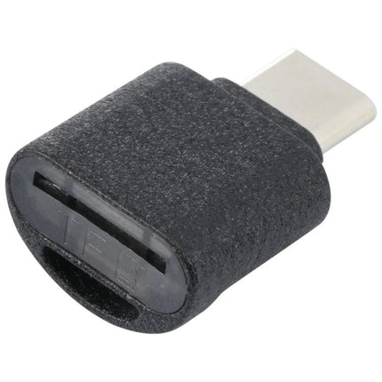 Compact USB-C Adapter for Daily TF Card Access on Devices — compact black USB-C TF card reader plug-and-play