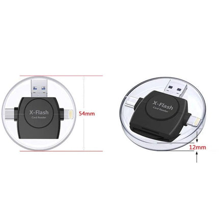 X-Flash Card Reader for Daily Photo and Video Storage compact multi-port SD and TF card reader with USB and lightning connectors