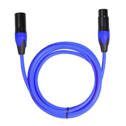 XRL Cable for Connecting Audio Devices in Daily Use - blue XLR cable coiled with male and female connectors for microphones and instruments