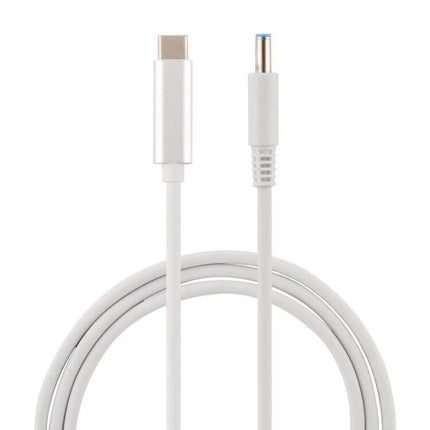USB-C Laptop Charging Cable with 4.5mm Connector, 1.5 Meters Long – white cable showing USB-C and 4.5mm power plug