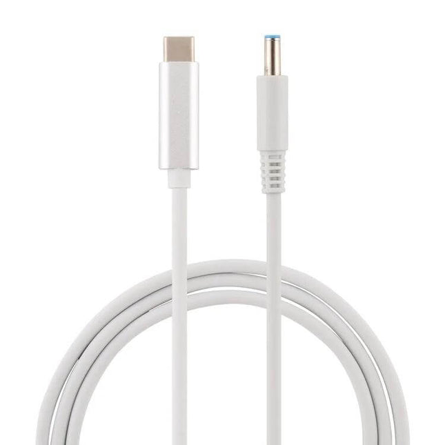 USB-C Laptop Charging Cable with 4.5mm Connector, 1.5 Meters Long – white cable showing USB-C and 4.5mm power plug