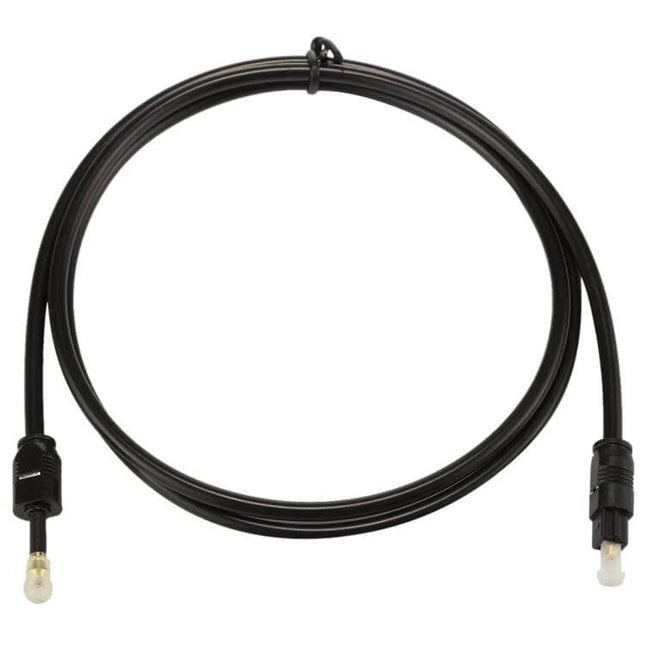 2m Toslink Male to 3.5mm Mini Toslink Digital Optical Audio Cable - 2m black optical audio cable with Toslink male and 3.5mm mini Toslink connectors
