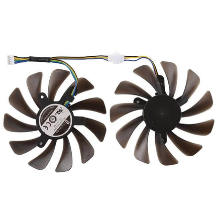Graphics Card Cooling Fan for Heat Dissipation, 95mm Diameter - 4-wire replacement pair for Zotac Geforce GTX 1080 Ti AMP, dual brown blades