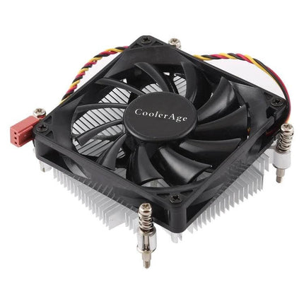 CoolAge Hydraulic Bearing CPU Cooling Fan for Intel Desktops - black CoolerAge fan with heatsink, 3-pin connector, low-noise hydraulic bearing