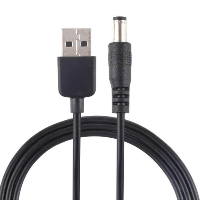 1 Meter USB to 5.5 x 2.1mm DC Power Cable for Device Connections - black USB to DC barrel cable, 1m length