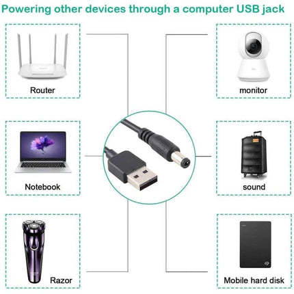 1 Meter USB to 5.5 x 2.1mm DC Power Cable for Device Connections powering router notebook camera speaker and portable hard drive