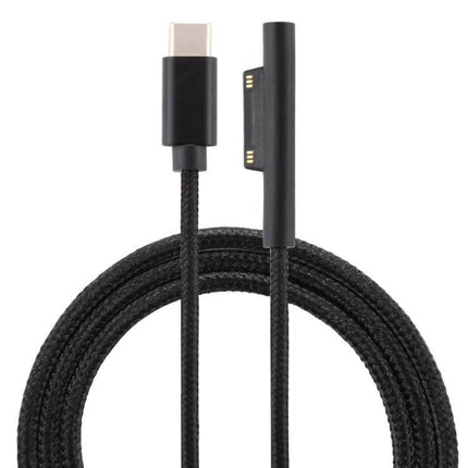 Nylon USB-C to 6-Pin Power Cable for Microsoft Surface Pro, 1.5m Length - black braided cable with USB-C and 6-pin magnetic connector