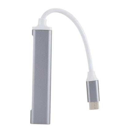 USB-C Multi-Function Hub for Daily Device Connections slim aluminum adapter with short white cable for travel and laptop expansion