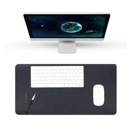 BUBM Large 60x30cm PU Leather Non-Slip Mouse Pad for Office — black desk mat under monitor with keyboard, mouse area and pens, portable with straps