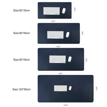 BUBM Large 60x30cm PU Leather Non-Slip Mouse Pad for Office showing size comparison with keyboard and mouse, non-slip PU leather surface