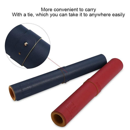 BUBM Large 60x30cm PU Leather Non-Slip Mouse Pad for Office rolled navy and red with carry strap for portable office use
