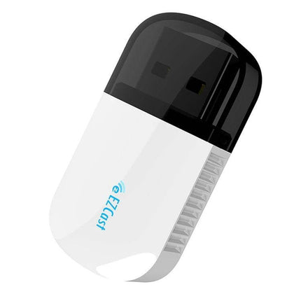 EZCast Dual Band Wireless Adapter for WiFi and Bluetooth Connectivity white USB dongle showing black cap and textured side vents