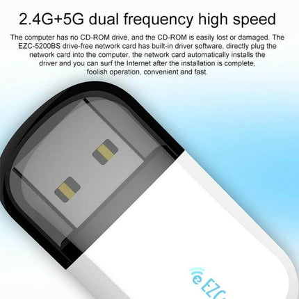 EZCast Dual Band Wireless Adapter for WiFi and Bluetooth Connectivity — compact USB dongle for 2.4G+5G high-speed WiFi and Bluetooth connections