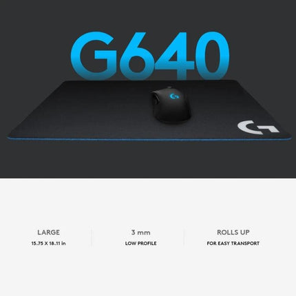 Logitech G640 Cloth Soft Gaming Mouse Pad in 46 x 40 cm Size, large low-profile cloth pad with Logitech G logo