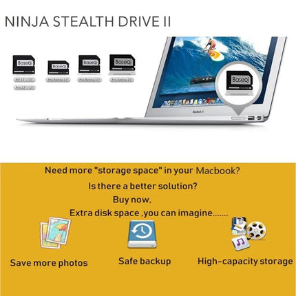 BASEQI Hidden SD Card Case for 15-Inch MacBook Pro Retina compact Micro SD/TF holder for photographers, safe backup and high-capacity storage