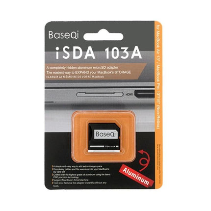 BASEQI Hidden Aluminum Alloy SD Card Case for MacBook Pro packaged iSDA 103A aluminum microSD adapter for MacBook Pro expansion
