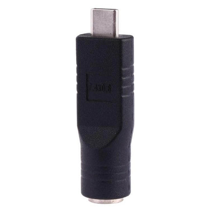 Compact USB-C to 7.4mm Female Adapter for Notebooks - compact black Type-C to 7.4x0.6mm female notebook charging adapter