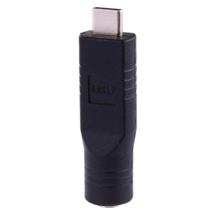 USB-C Male to 4.0 x 1.7mm Female Adapter Connector - compact black USB-C to 4.0x1.7mm power adapter for laptops and chargers
