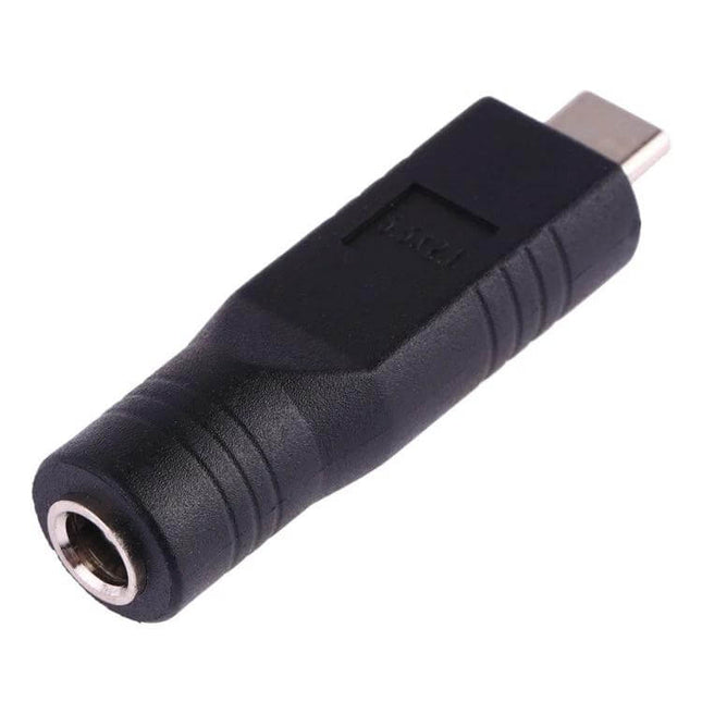 5.5mm x 2.1mm Female to USB-C Adapter for Devices and Laptops - black compact adapter for charging and data