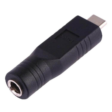 5.5mm x 2.1mm Female to USB-C Adapter for Devices and Laptops - black compact converter for charging and data transfer