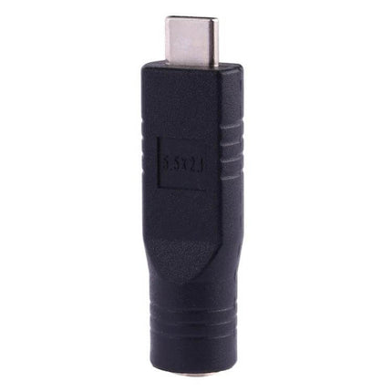 5.5mm x 2.1mm Female to USB-C Adapter for Devices and Laptops black USB-C converter for older 5.5x2.1mm devices