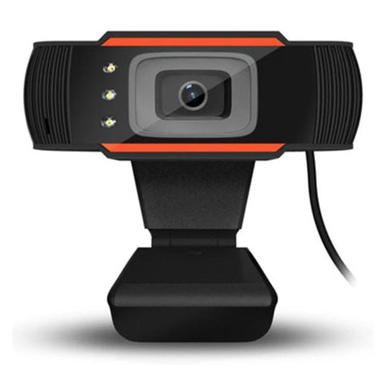 Versatile Orange Webcam with Integrated Microphone for Daily Video Calls, high-definition orange webcam with adjustable angle, low-light LEDs and clip mount