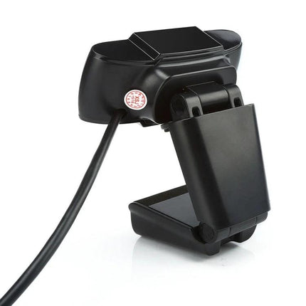 Versatile Orange Webcam with Integrated Microphone for Daily Video Calls shown from rear with clip mount and cable