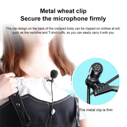 Awei Lavalier Microphone for Everyday Wear and Recording clipped to shirt with metal wheat clip for clear social media and meeting audio