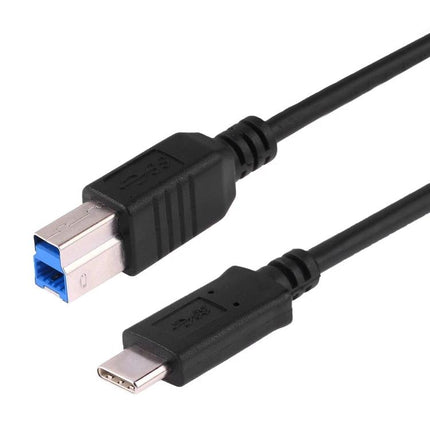 USB-C Cable for Everyday Home and Work Device Links - aluminum USB-C to USB-B cable for charging and data transfer, black, slim design