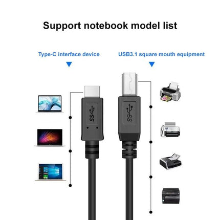 USB-C Cable for Everyday Home and Work Device Links showing Type-C to USB3.1 cable connecting laptops and printers
