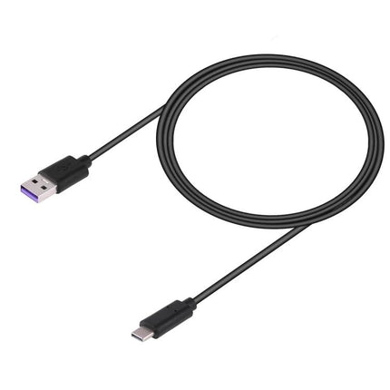 USB Cable for Daily Device Charging at Home or Work — black USB-A to USB-C cable for smartphone and tablet charging, tangle-free design