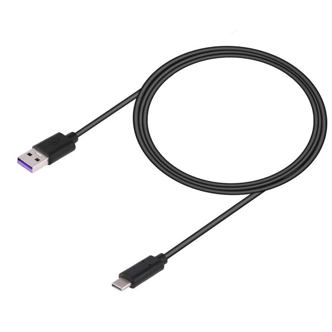 USB Cable for Daily Device Charging at Home or Work — black USB-A to USB-C cable for smartphone and tablet charging, tangle-free design