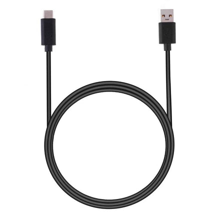 USB Cable for Daily Device Charging at Home or Work - black USB-A to USB-C cable coiled for smartphone and tablet charging