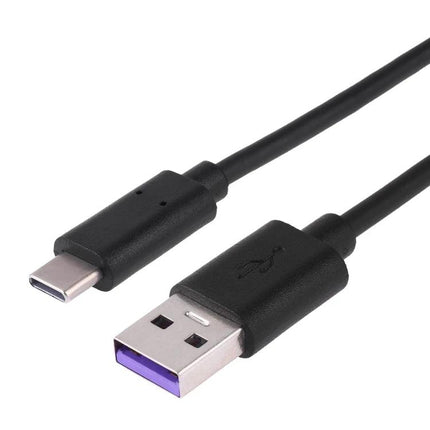 USB Cable for Daily Device Charging at Home or Work - black USB-A to USB-C charging cord for smartphone and tablet, tangle-resistant daily use