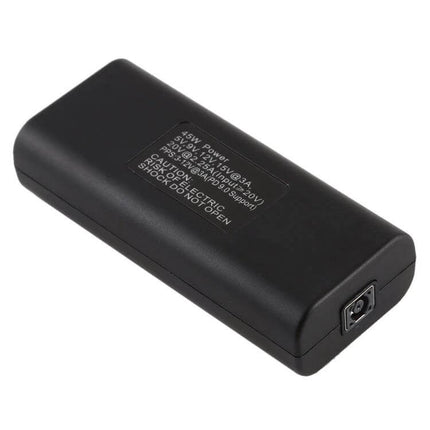 USB-C to DC Power Jack Adapter with 15cm Cable black adapter showing 4.5x3.0mm DC jack and 15cm cable compatibility up to 45W