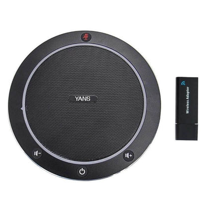YANS Wireless Omnidirectional Microphone for Video Conferences black round speakerphone with USB wireless adapter