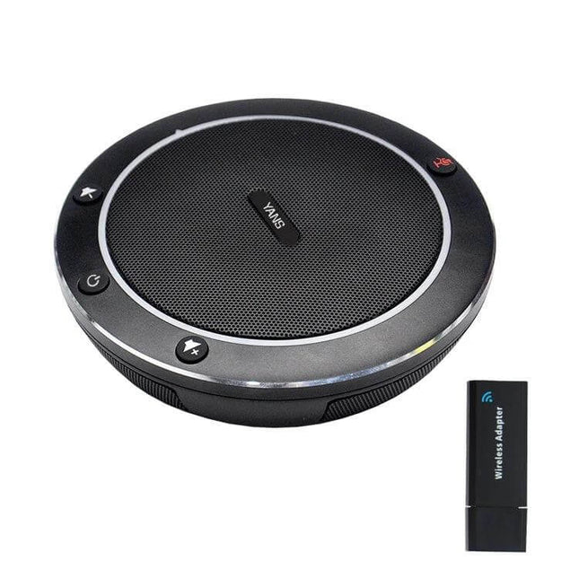YANS Wireless Omnidirectional Microphone for Video Conferences small round speakerphone with USB wireless adapter for clear 360-degree meeting audio