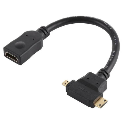 T-Shaped HDMI Cable for Mini and Micro Device Connections - compact T-shaped adapter joins two HDMI cables to reduce port strain in tight spaces