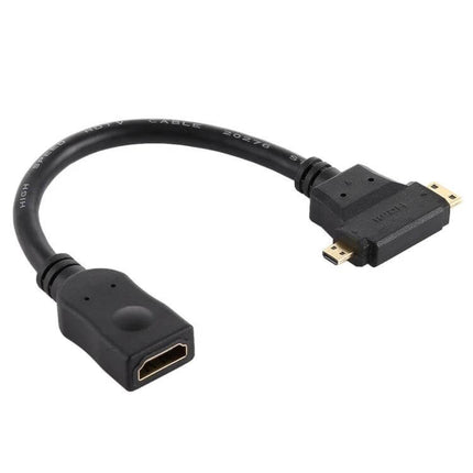 T-Shaped HDMI Cable for Mini and Micro Device Connections - compact T-shaped adapter reducing port strain in tight home or office AV setups