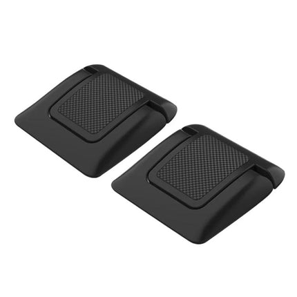 Foldable Mini Desktop Holder for Everyday Use, 2-Pack shown as two black foldable phone tablet stands on a desk