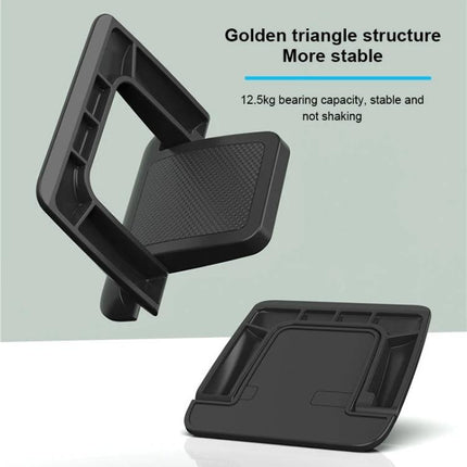 Foldable Mini Desktop Holder for Everyday Use, 2-Pack - black foldable stand showing golden triangle structure and non-slip pad