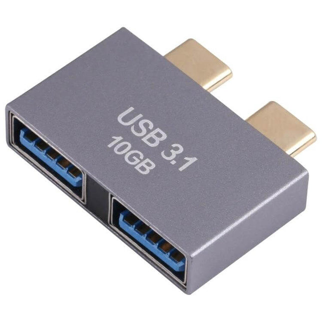 USB Female to USB-C Male Adapter for Device Connectivity Options, compact USB 3.1 dual-port adapter for charging and data transfer