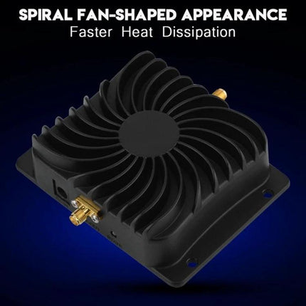 EDUP WiFi Signal Extender for Improved Home Connectivity - black spiral fan-shaped extender with heat-dissipation design and gold antenna connectors