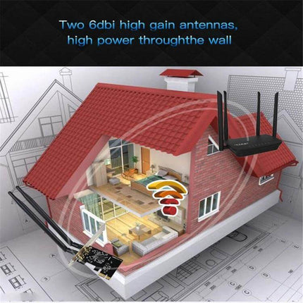EDUP Dual-Band Wireless Adapter for Windows Computers showing adapter with dual high-gain antennas boosting home WiFi coverage for streaming and gaming