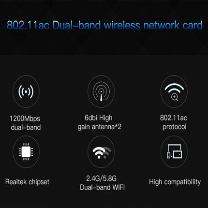 EDUP Dual-Band Wireless Adapter for Windows Computers - 802.11ac 1200Mbps dual-band USB with 6dBi antennas for streaming, gaming, and remote work
