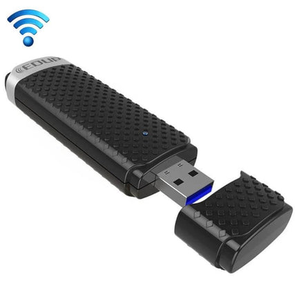 EDUP USB 3.0 WiFi Adapter for Windows and Mac Computers - black USB WiFi dongle with cap, USB 3.0 plug for laptops and desktops, plug-and-play wireless adapter