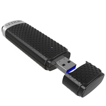 EDUP USB 3.0 WiFi Adapter for Windows and Mac Computers - black USB WiFi dongle with textured grip and removable cap