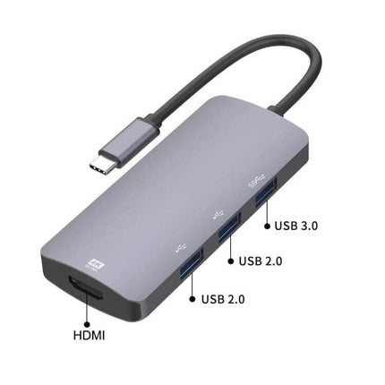 USB-C Multifunctional Hub for Everyday Device Connections showing HDMI and multiple USB ports for laptop display and peripherals